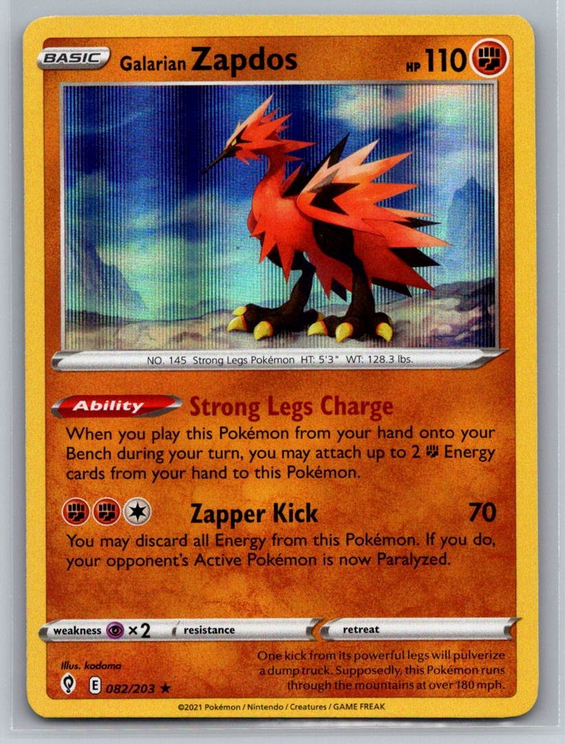 Galarian Zapdos 082/203 NM Holo Evolving Skies Pokemon