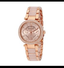 Michael Kors Women's Parker Quartz Chronograph Movement Rose Gold Plated Watch
