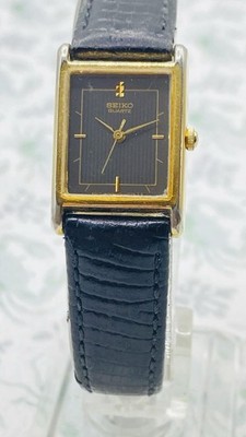 Seiko Vintage Tank Women's Watch 1N01-5A40 Working Black Dial And