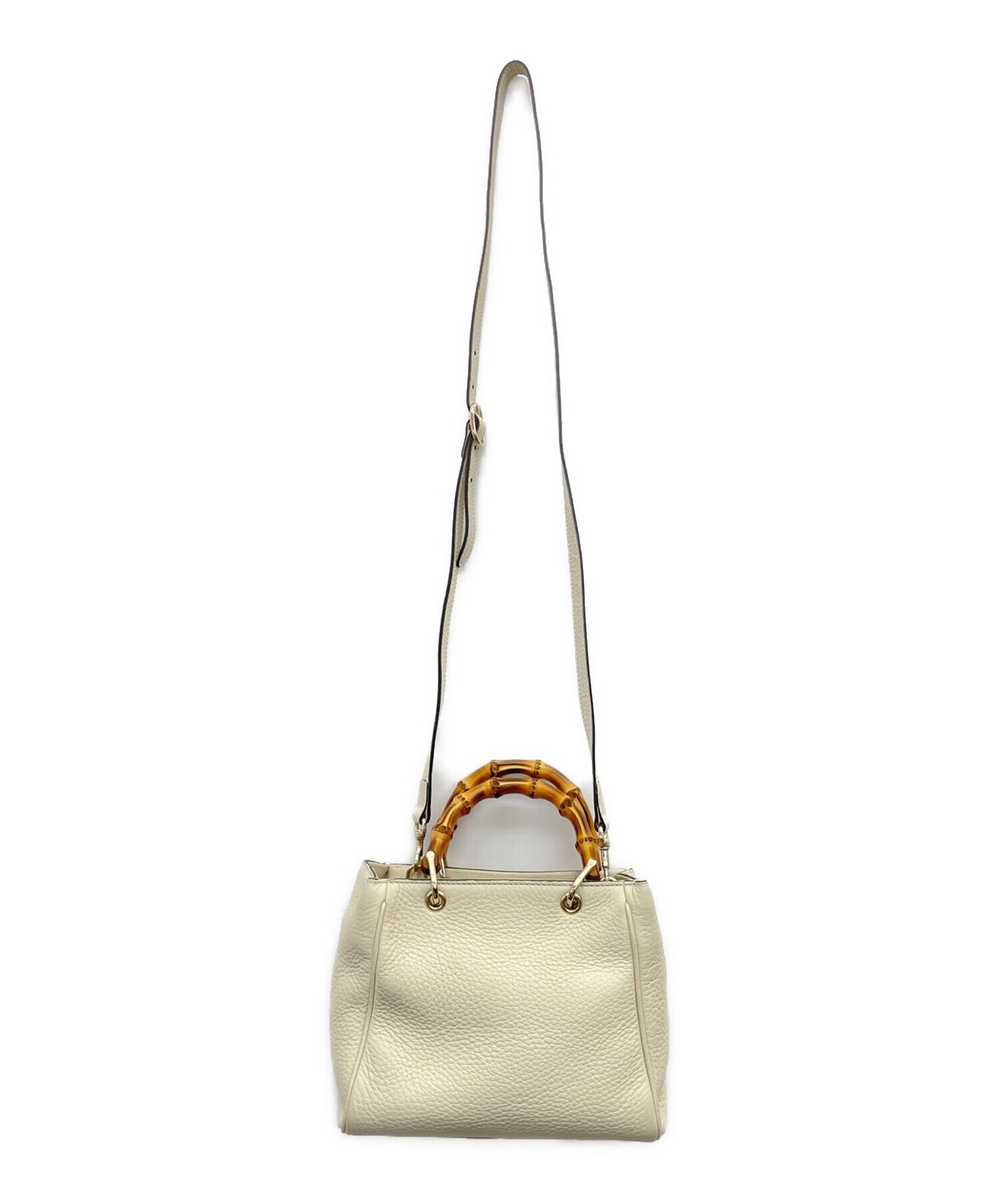 Gucci Bamboo 2Way Shoulder Bag Beige Leather 368823 Handbag SN2559 thumbnail 2