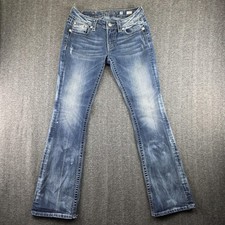 Miss Me Jeans Womens 29 Blue Bootcut Low Rise Rhinestone Pockets Stretch Denim