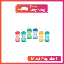 Nuby 2-Pack No-Spill Cup with Flex Straw, 10 Ounce, Colors May Vary