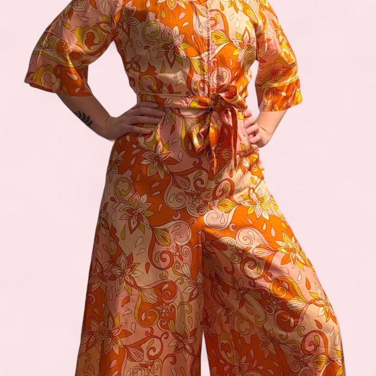 Dreamy Vintage 60s/70s Psychedelic Floral Jumpsuit - image 1