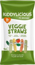 Kiddylicious Veggie Straws Original Multipack of 4 x 12g 9 Months, Kids Snack