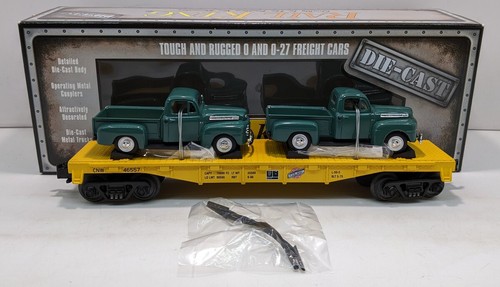 Coche plano MTH 30-8312 calibre O Chicago y North Western con 2 camionetas Ford de 48' nuevo en caja | Zustand: New
