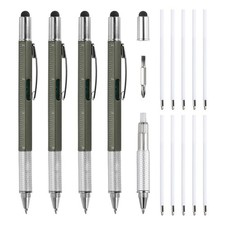 4pcs 6 in 1 Multitool Tech Tool Pen Gifts for Men with Ballpoint Pen Grey