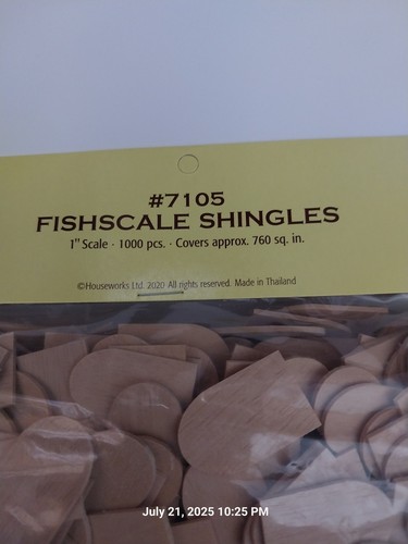 Fishscale Shingles Houseworks, #7105, 1" Scale, 1000 Pieces - Foto 2 di 6