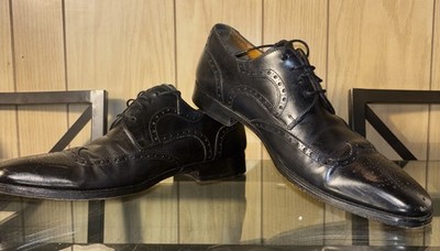 magnanni black dress shoes $398 Mens MAGNANNI "Lobo" Leather Derby Dress Shoes Black/White 10.5