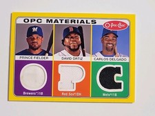 2009 O-Pee-Chee OPC Materials Fielder, Ortiz, Delgado Triple Mem