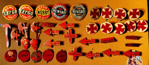 Antique vintage Tobacco Tags Mixed Lot of 38. Tobacco works co. Red Cross ax+