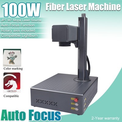 Auto Focus 100W JPT M7 Mopa Fiber Laser Engraver Machine Color Marking Lightburn