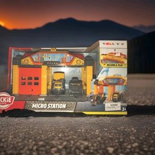 Dickie Volvo Construction Micro Station Garage Lights Sounds Records 3 Vehicles