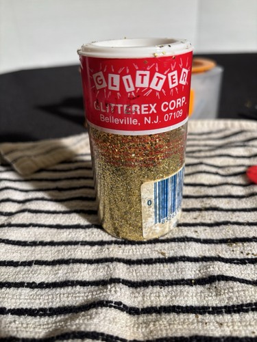 VTG Glitterex Corp Non-Tarnishing Craft GOLD Glitter Opened 4 Ounce Craft
