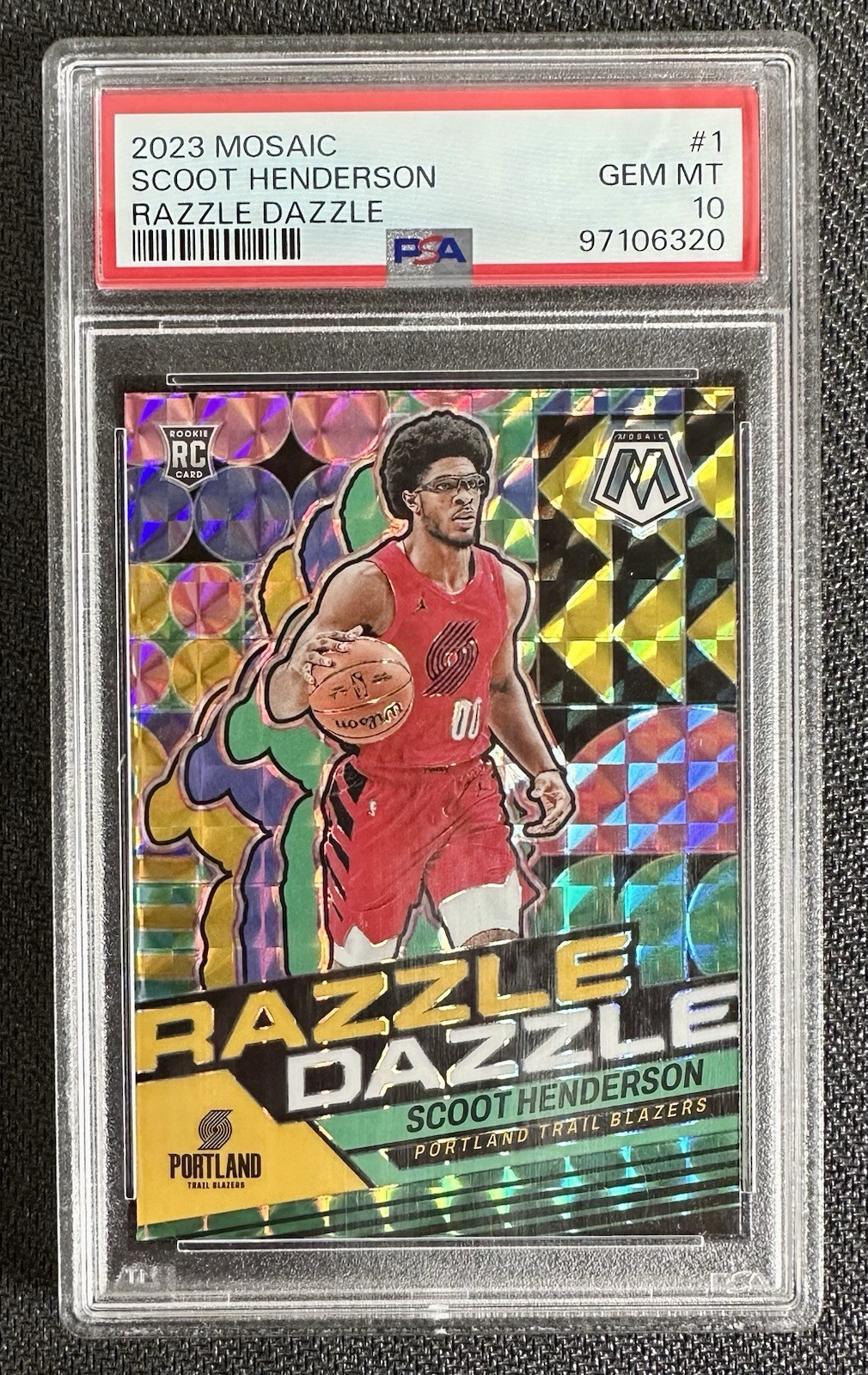 2023 Panini Mosaic SCOOT HENDERSON #1 Razzle Dazzle PSA 10 Blazers CASE HIT SSP