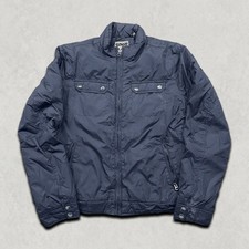 Schott NYC Puffer Jacket Mens Medium Vintage Full Zip Bomber Coat, Navy