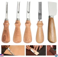 Premium Leather Edge Skiving Beveler Tool Set - 5-Piece with Knife & 4 Sizes