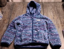 Eddie Bauer Soft Plush Fleece Jacket Youth XS 5/6 Purple Blue Full Zip Hood