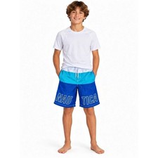 NAUTICA Boys Blue Colorblock Logo Swim Trunks Size L 14-16