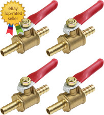 4 Pcs Forged Brass Ball Valve Mini Shut off Switch  1/4" Hose Barb X 1/4" Hose B