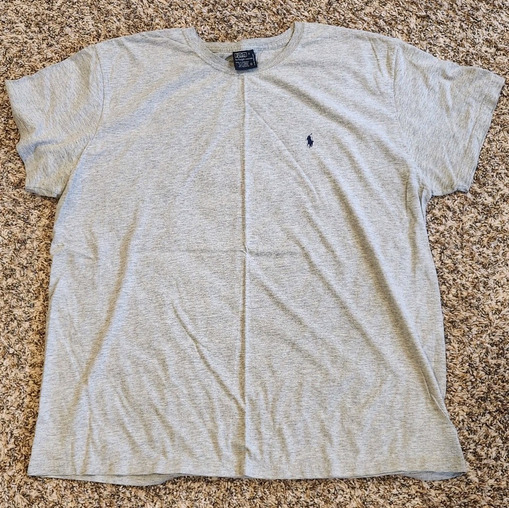 Polo Talph Lauren XL maglietta uomo grigia manica corta RN 41381 blu pony