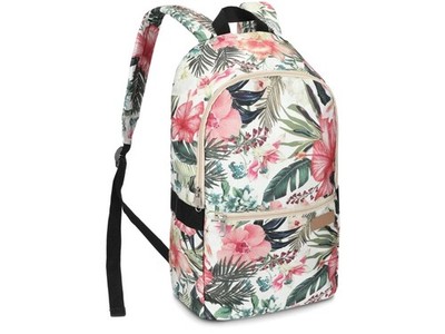 Zagatto Rucksack A4 Reißverschluss Fronttasche Nylon Blumenmuster Mehrfarbig