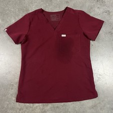 Figs Scrub Top Womens Small Burgandy Heavy Flaw Stretch Comfort