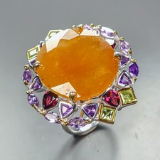 Vintage ring 30 ct Yellow Sapphire Ring 925 Sterling Silver Size 8 /R459061