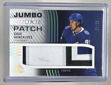 Gage Goncalves 2024 Upper Deck SP Game Used #JRP-GG Rookie Jumbo Patch RC /25
