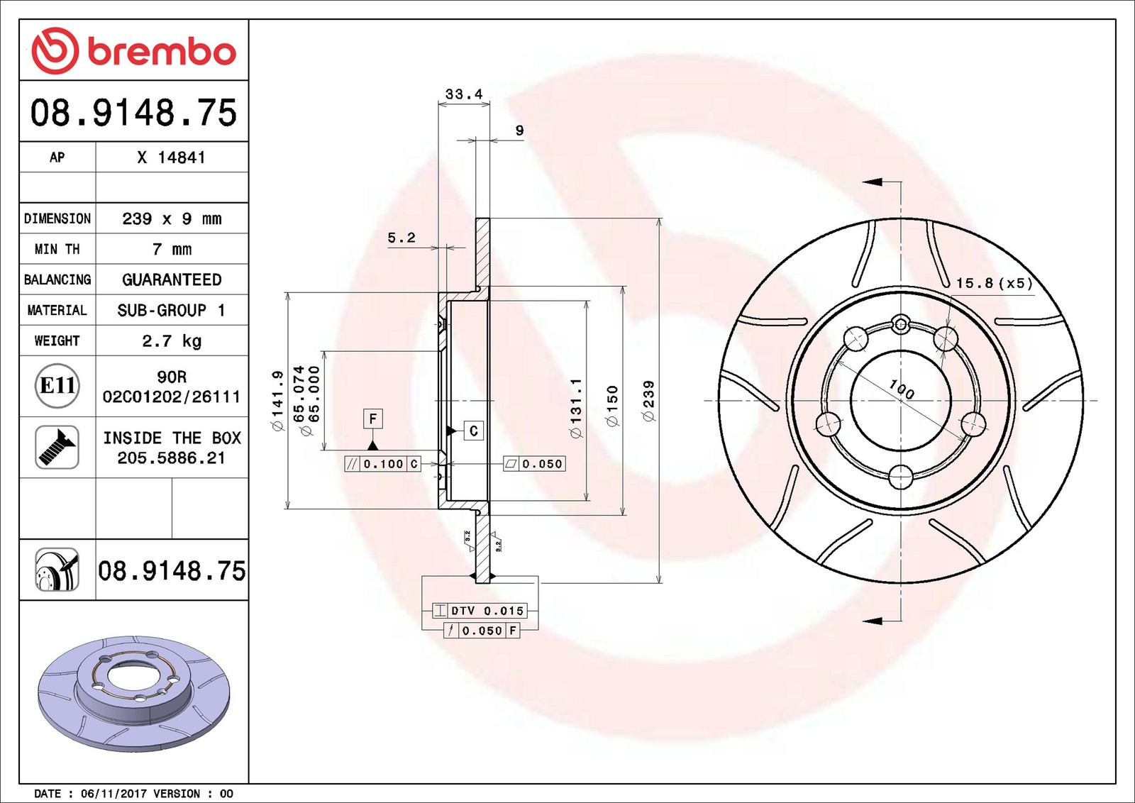 2x BRAKE DISC 08.9148.75 FOR SKODA OCTAVIA/Combi VW BORA GOLF/IV/Mk JETTA 1.9L - Image 12