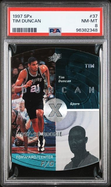 1997 SPx Tim Duncan #37 RC Rookie PSA 8 NM-MT