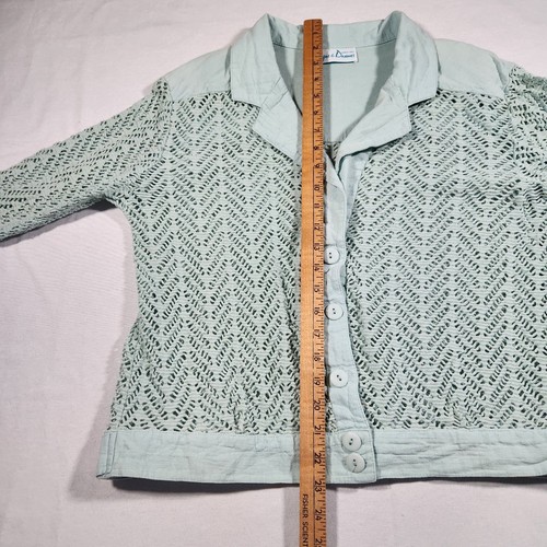 VTG Drapers & Damons Crochet Open Knit Jacket Blue Sz L Festival Rodeo Boho - Picture 4 of 11