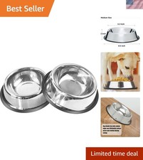 Stainless Steel Pet Feeder Bowls with Rubber Base - Perfect for All Dog Sizes