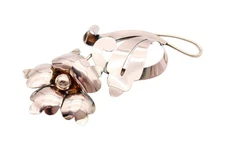 Carl Art Rose & Yellow 12k Gold Filled On Sterling 925 Floral Pin Brooch