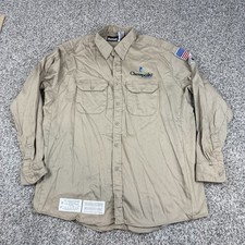 Bulwark FR Button Shirt Mens XL Long Beige Tan Workwear Flame Resistant CAT 2