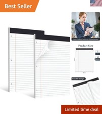 2 Pack 8.5 x 11 Legal Pads White Wide Ruled Notepads Perforated Writing Pads,...