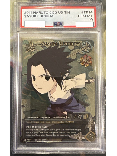 2011 NARUTO CCG ULTIMATE BATTLE TINS #PR074 SASUKE UCHIHA PSA 10