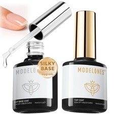 modelones Gel Nail Polish Top Base Coat Set, 15 ML Upgrade Silky Base and Extra