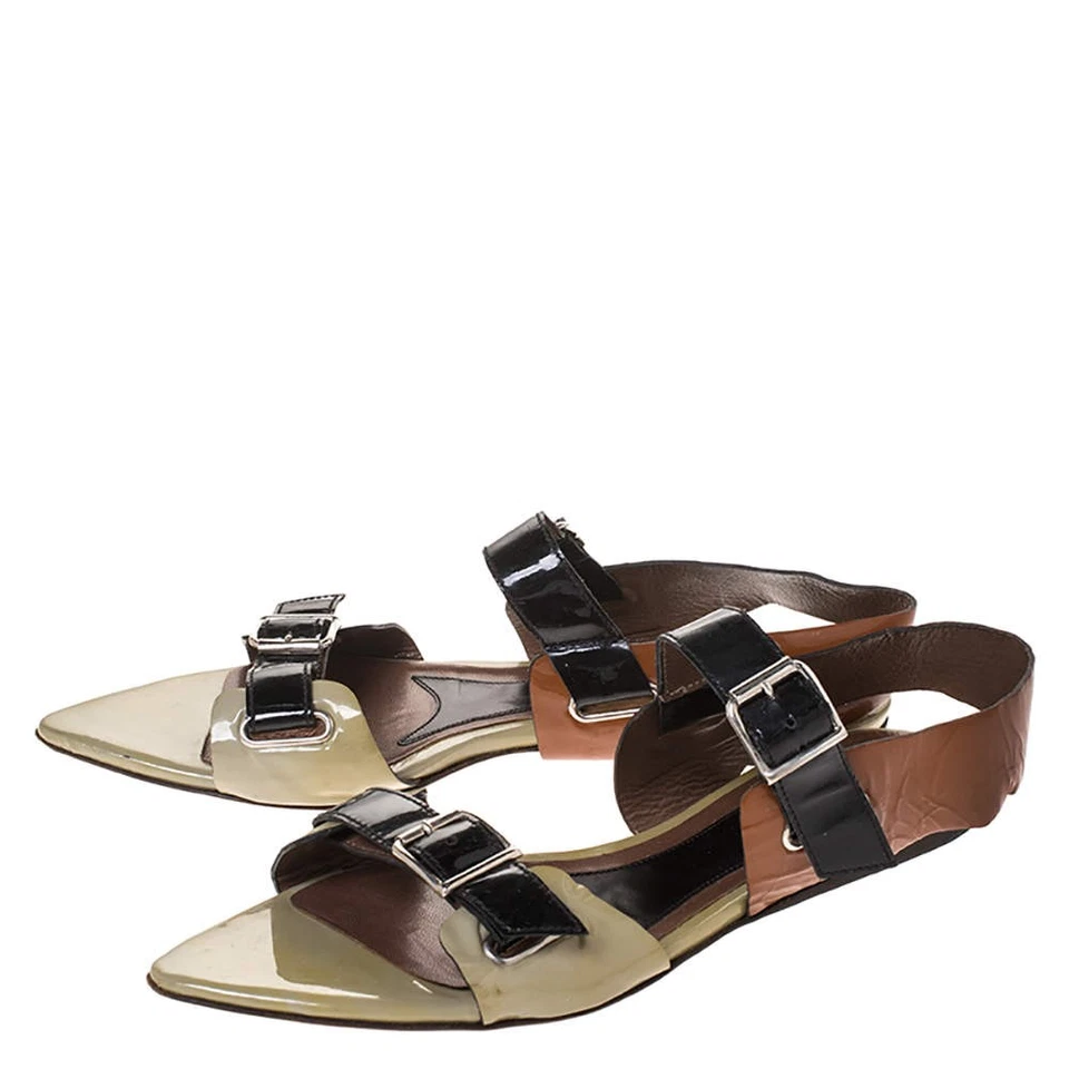 Sandalias planas Marni tricolor charol punta punta talla 39 Foto 4 de 4