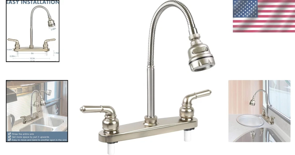 Grifo de cocina de níquel cepillado Campers - 360 giratorio con fácil instalación Foto 2 de 4