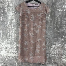 Grain De Malice Size M Layered Mini Shift Dress Dusty Pink Cap Sleeve Zip