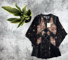 AllSaints Lucia Kora Dress Viscose US 6 UK  10 NEW Floral Button Design Tunic