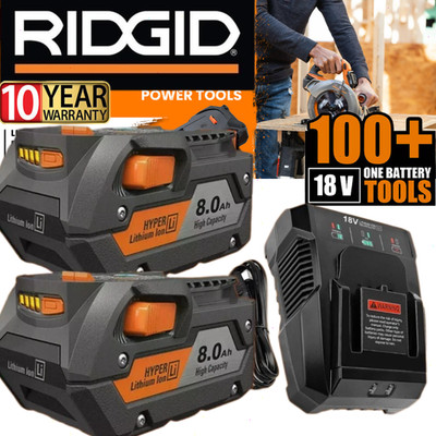 2PACK For Ridgid 18V R840085 8.0Ah Lithium-ion Battery OR Charger 18Volt R840087