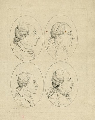 Antique Print-Four portraits en profil-Physiognomy-Schmidt-1775