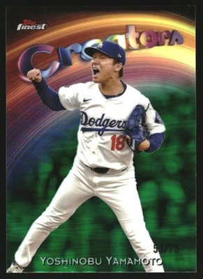 YOSHINOBU YAMAMOTO 2025 TOPPS FINEST CREATORS GREEN REFRACTOR #C