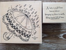 Lot 2 Baby Shower Wood Block Rubber Stamp New Baby Invite Card Making