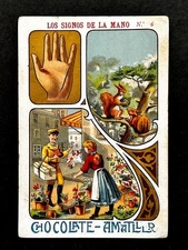 1900 Art Nouveau Palm Reading Teching #6 Card  Fortune Telling Palmistry Occult