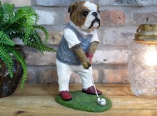 Skurrile Britische Bulldogge Golfer Garten Ornament Outdoor Deko Statue Figur