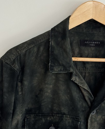 Allsaints “Quarters” Overshirt Shacket Shirt Jacket Black Green Tie Dye Medium - Picture 5 of 12