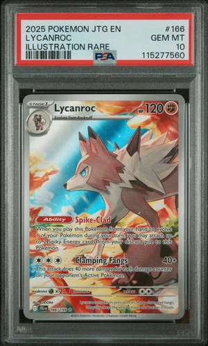 2025 Pokemon Journey Together Lycanroc Illustration Rare #166 PSA 10