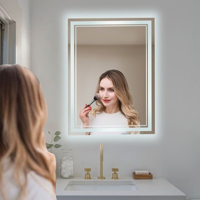 Led Wall Bathroom Mirror Silver, Dimmable Bathroom Mirror With 3 Light Colors